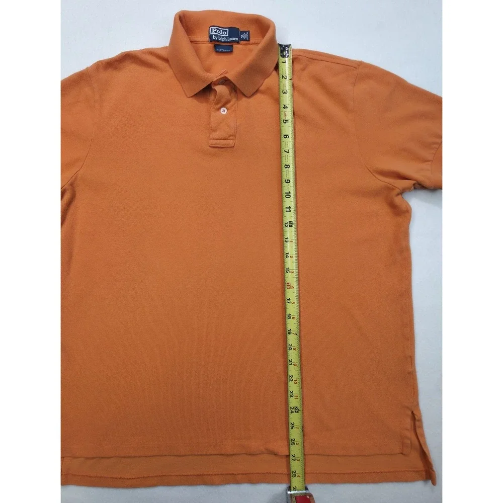 Polo‎ Ralph Lauren Polo Shirt Mens XL Orange Blue Pique Custom Fit